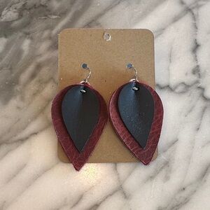 Red and Black Leather Earrings
